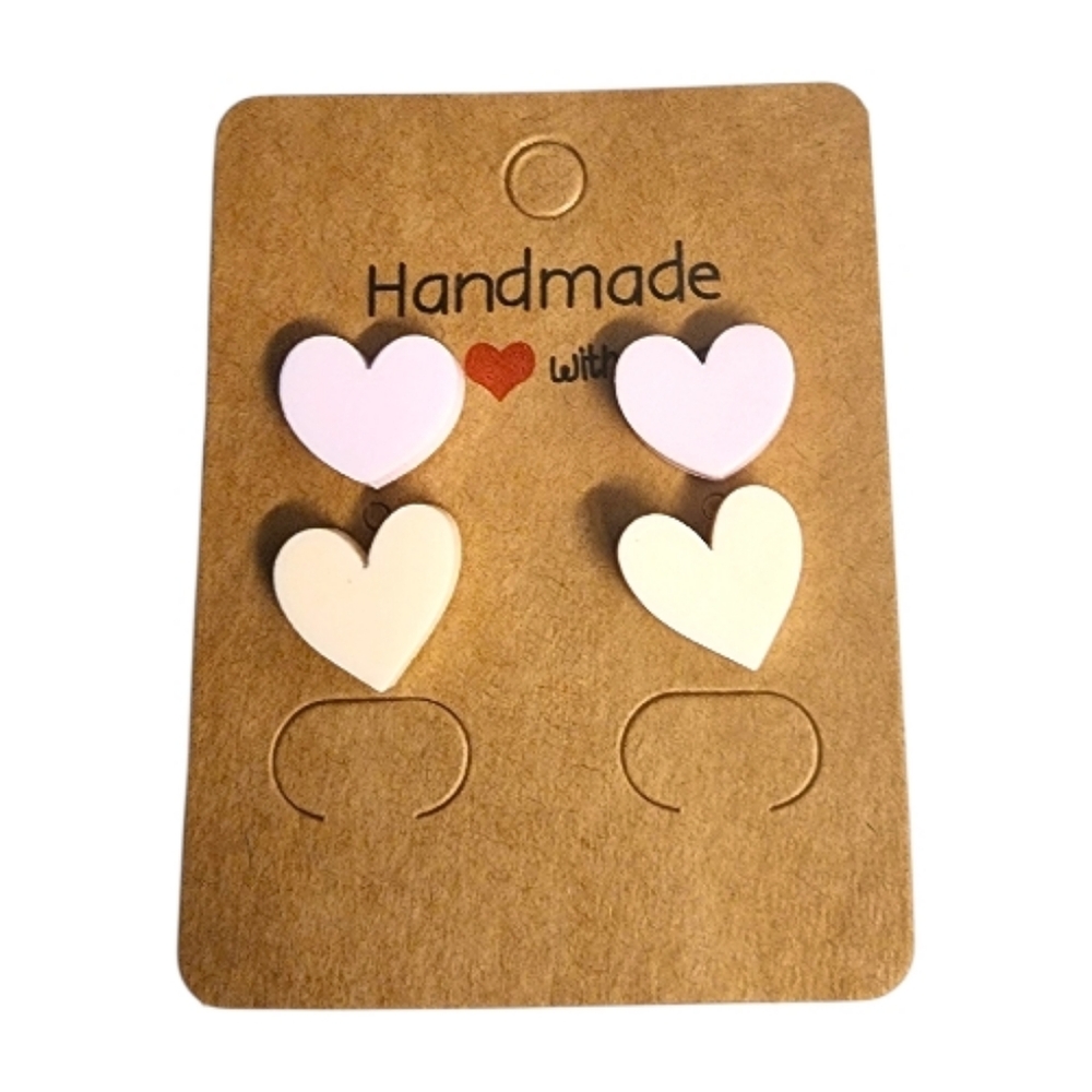 Creamy Heartblossom Acrylic Stud Earrings – 2 Pair